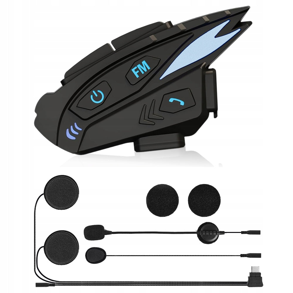 Motorcycle Bluetooth Intercom Headset for Helmet MESH 1000m FM IP67 1000mAh