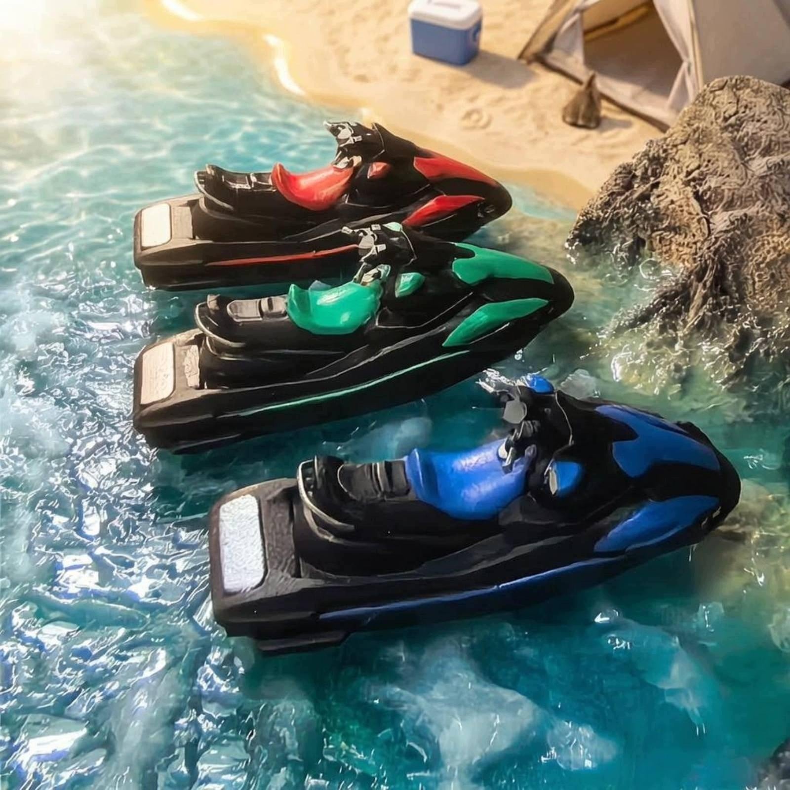 Motorcycle Boat Model Aerodynamic Resin Motorcycle Model Blue Motorboat Brand no brand