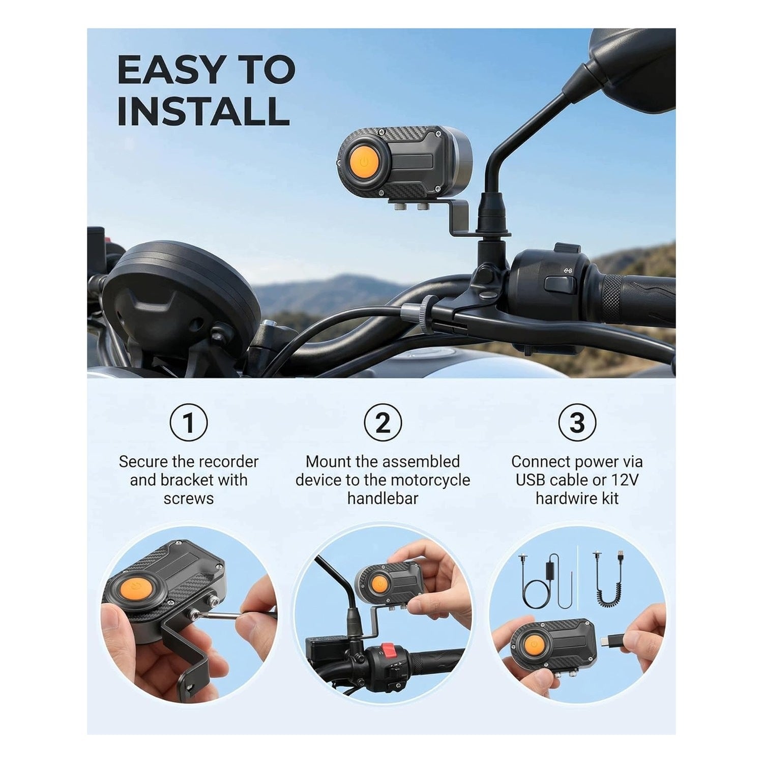 Motorcycle Camera 1080P Full HD Compact Waterproof IP66 Model Motorcycle dashcam 1080P Full HD