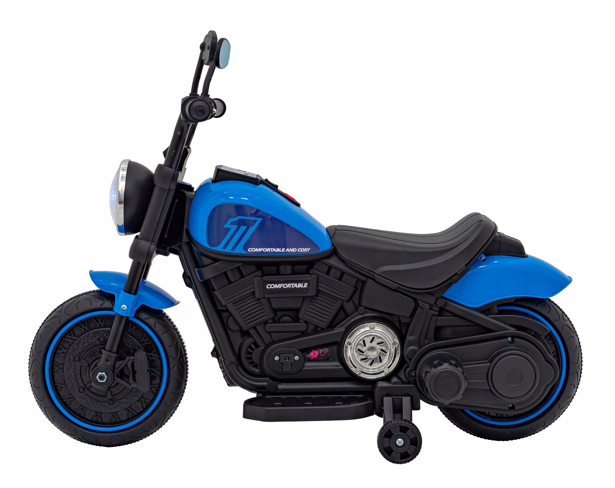 Motorcycle Chopper 1 Motor 6V Side Wheels FM Radio Blue Packaging status original
