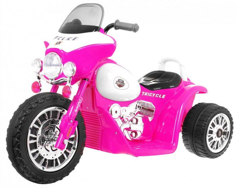 Motorcycle Chopper Battery Pack for Kids Pink + 3 Wheels + Sounds +