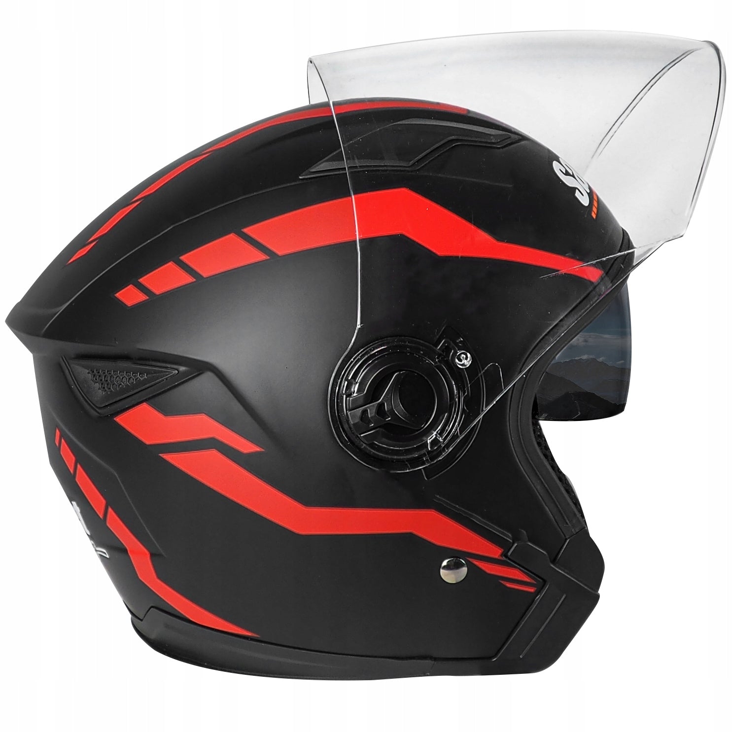 Motorcycle HELMET OPEN JET MAT Black Red BLENDA SCOOTER CHOPPER L 59-60cm Manufacturer Safebet