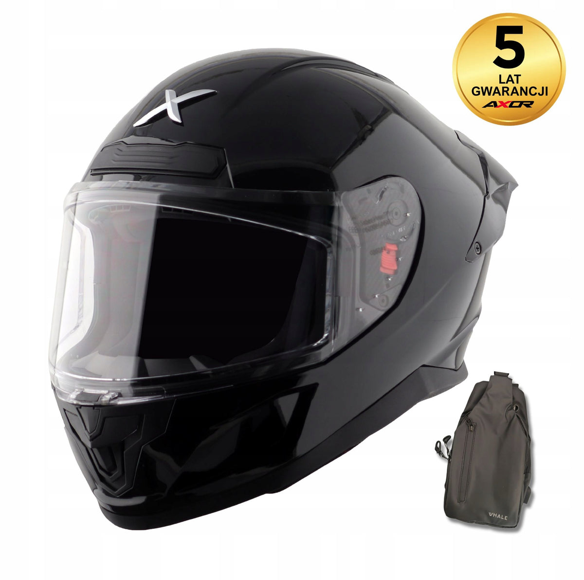 Motorcycle Helmet AXOR Saber Black + Crossbody Bag, Size M