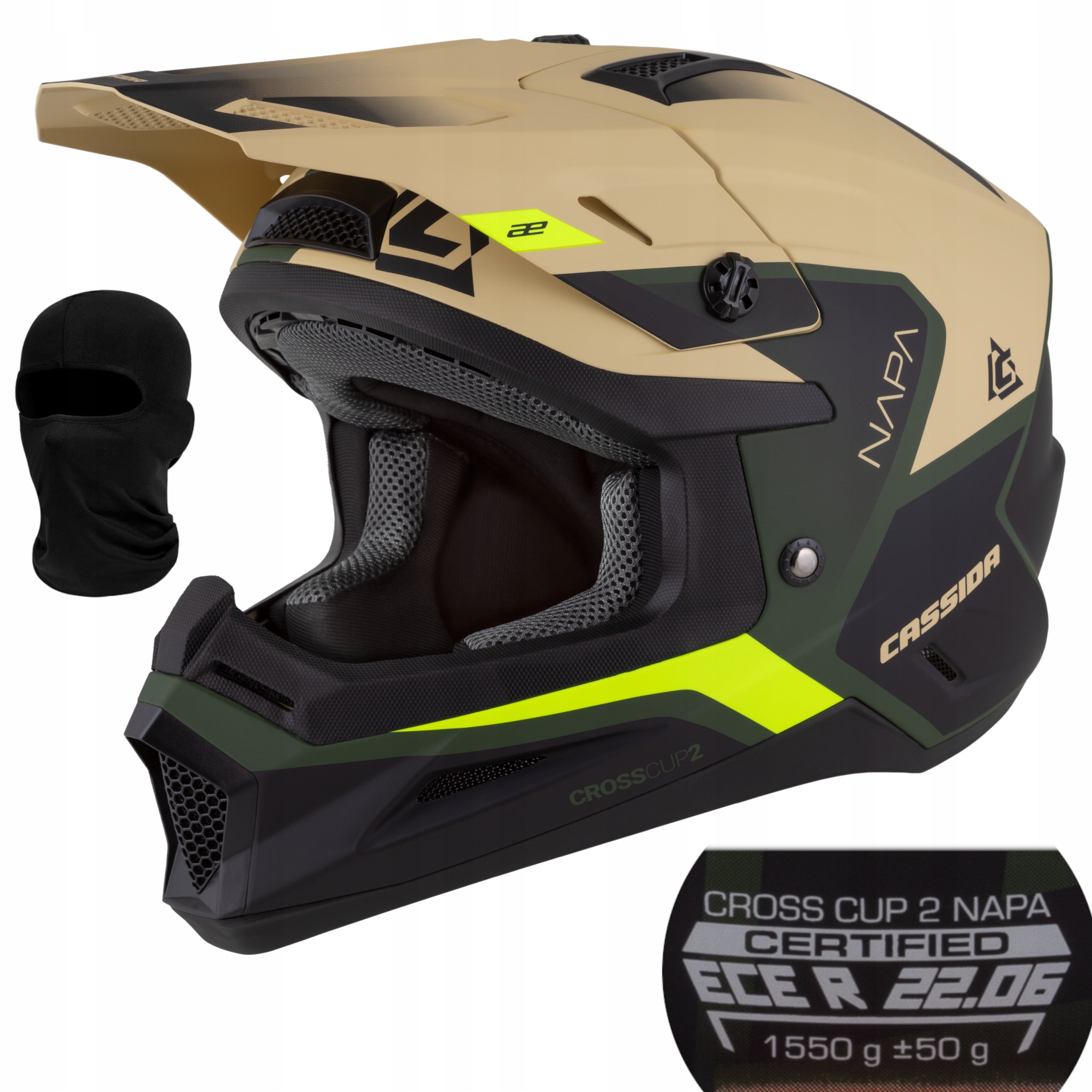 Motorcycle Helmet CASSIDA CROSS CUP2 Enduro Offroad Connect Under intercom XS