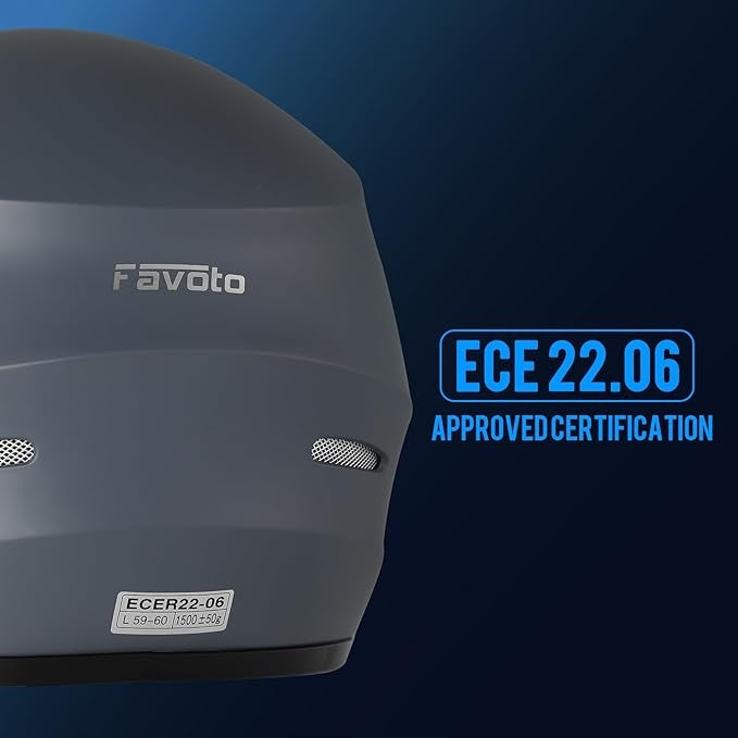 Motorcycle Helmet Favoto Integral L 59-60 cm Grey ECE Model 5060989261835