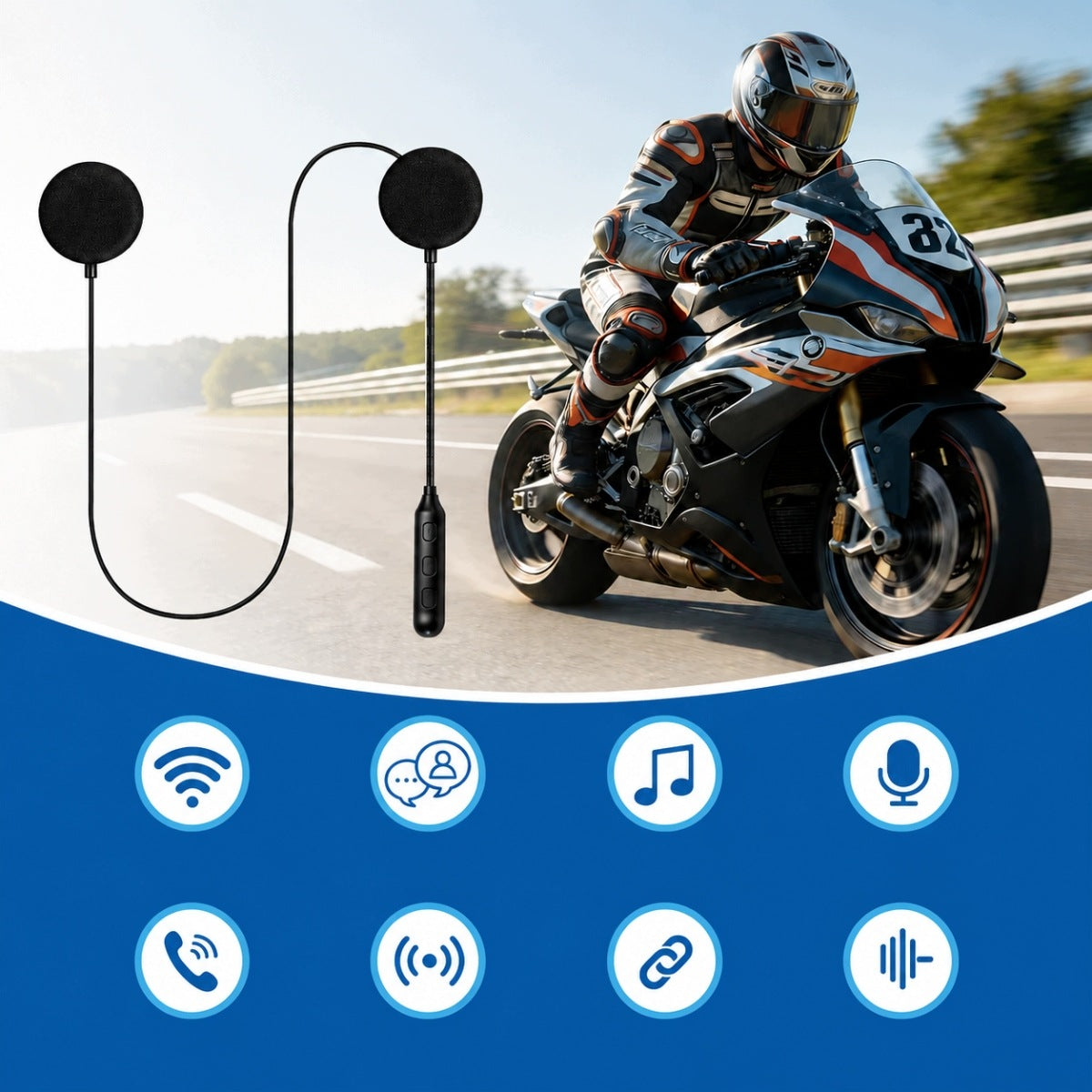 Motorcycle Helmet Headphones Noise Cancelling Hands-Free BT5.3 Kit EAN (GTIN) 4058424012518