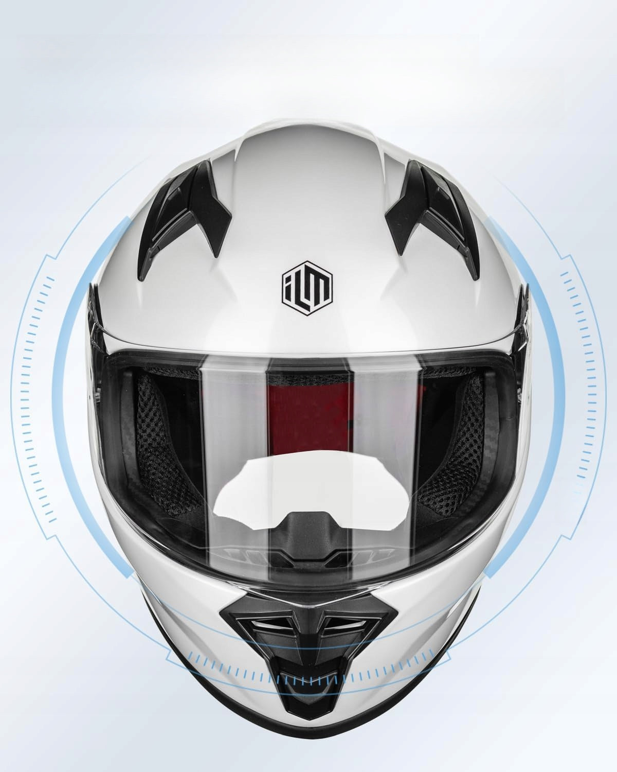 Motorcycle Helmet ILM ECE MF521 Full Face Ventilation Roz L 53-54 White Size L