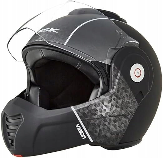 Motorcycle Helmet Jaw Modular KSK Vision 180° ECE Black Gloss Suede