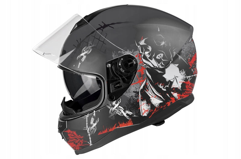 Motorcycle Helmet LAZER VERTIGO EVO Pitbull (col. Grey - White) 2XL Visor Features enhanced scratch resistance integrated sun visor