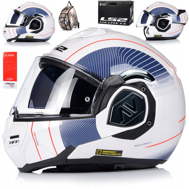 Motorcycle Helmet LS2 | Advant Cooper White Blue | Jaw Helmet | FF906