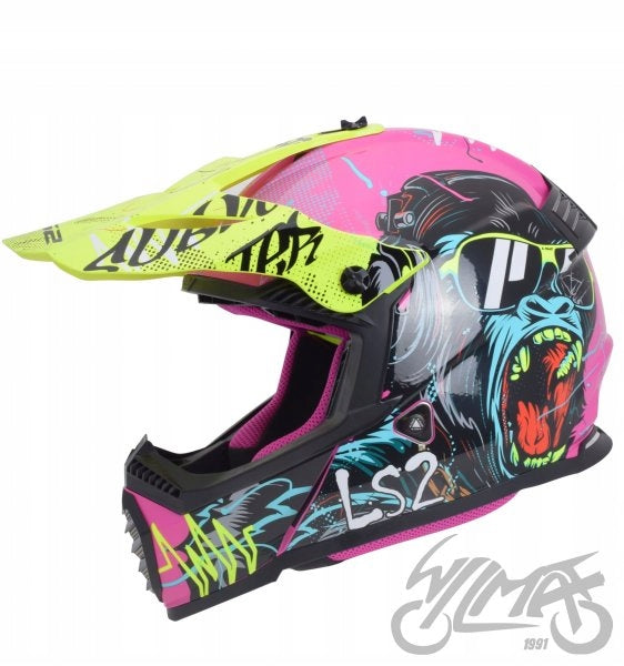 Motorcycle Helmet LS2 MX437 FAST II MINI GORILLA PURPLE-06 S