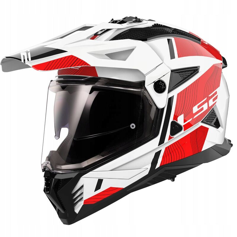 Motorcycle Helmet LS2 MX702 PIONEER II HILL white red ATV QUAD CROSS ENDURO