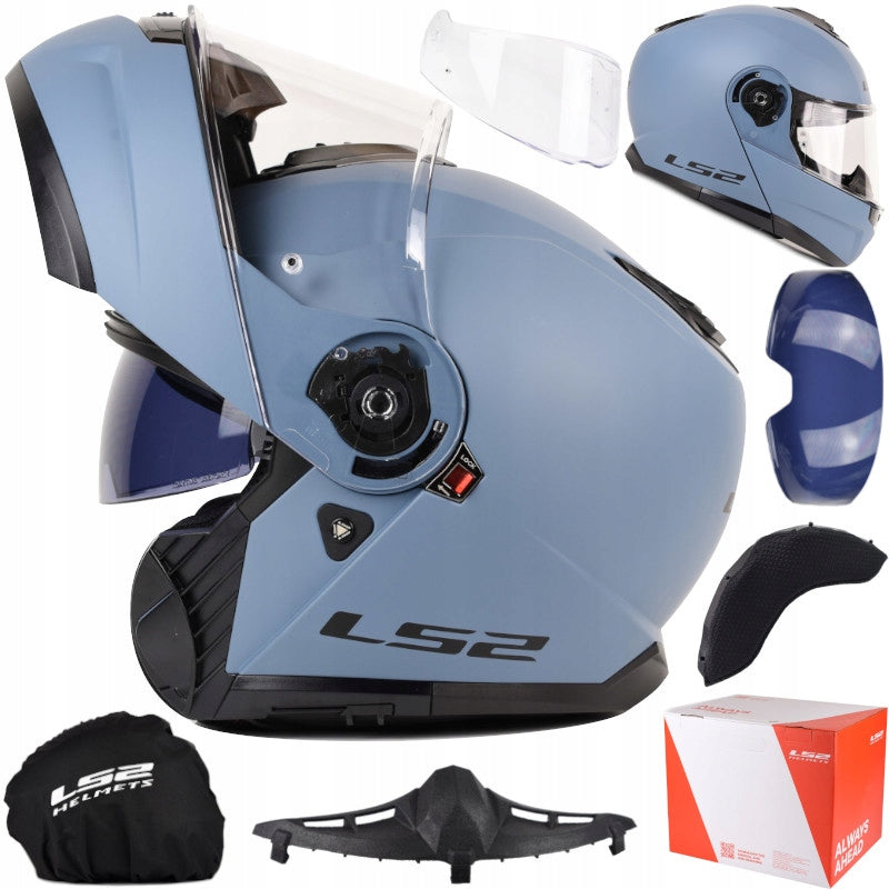 Motorcycle Helmet LS2 | STROBE II MISTY BLUE Matt | Jaw Helmet | FF908