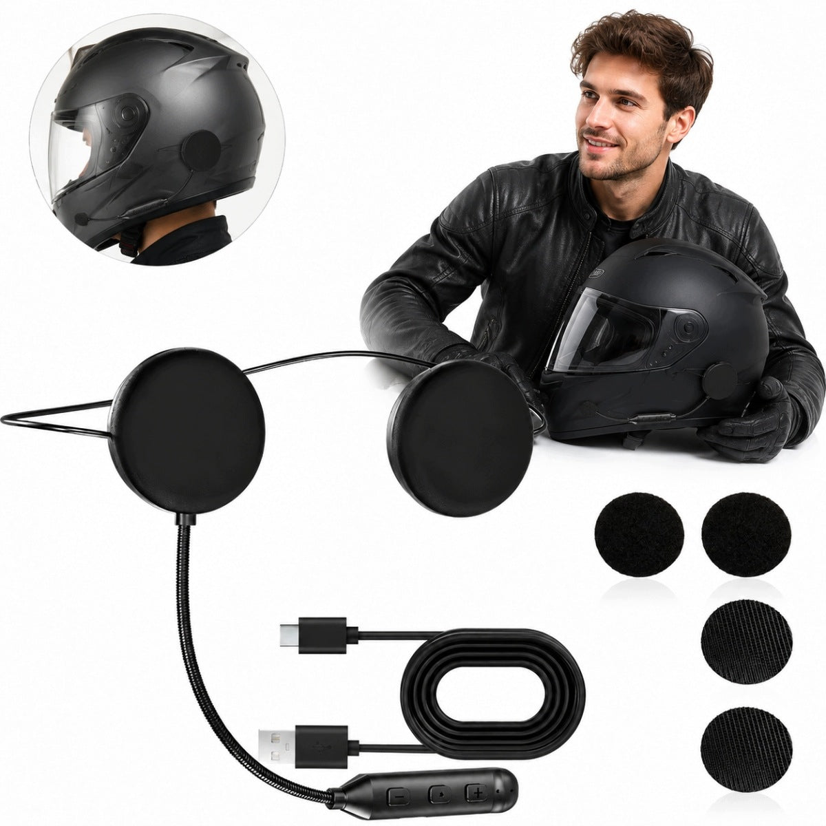Motorcycle Helmet Noise Cancelling Headphones Hands-Free BT5.3 Kit