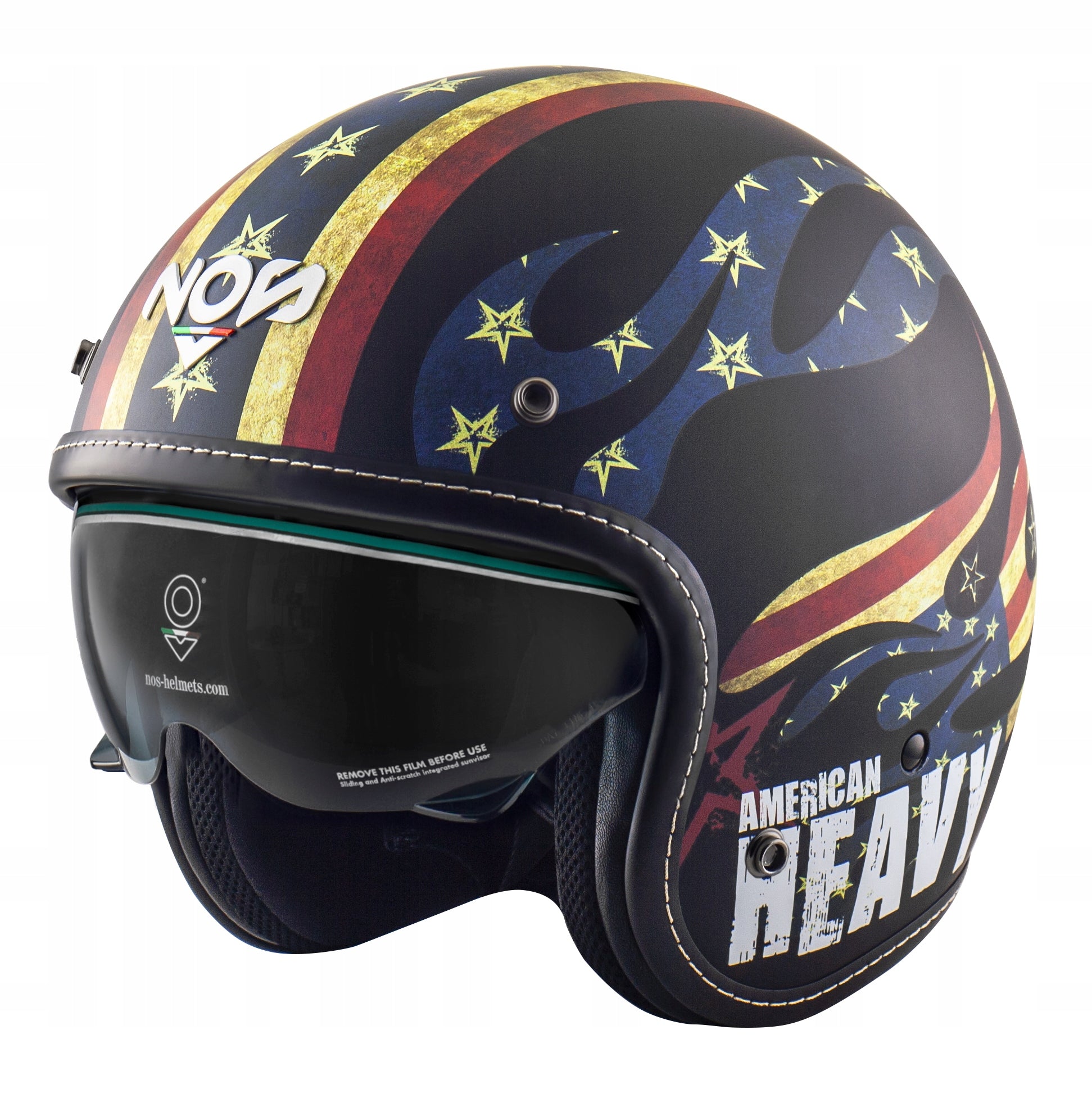 Motorcycle Helmet Open with Blend NOS NS-1 American Heavy L
