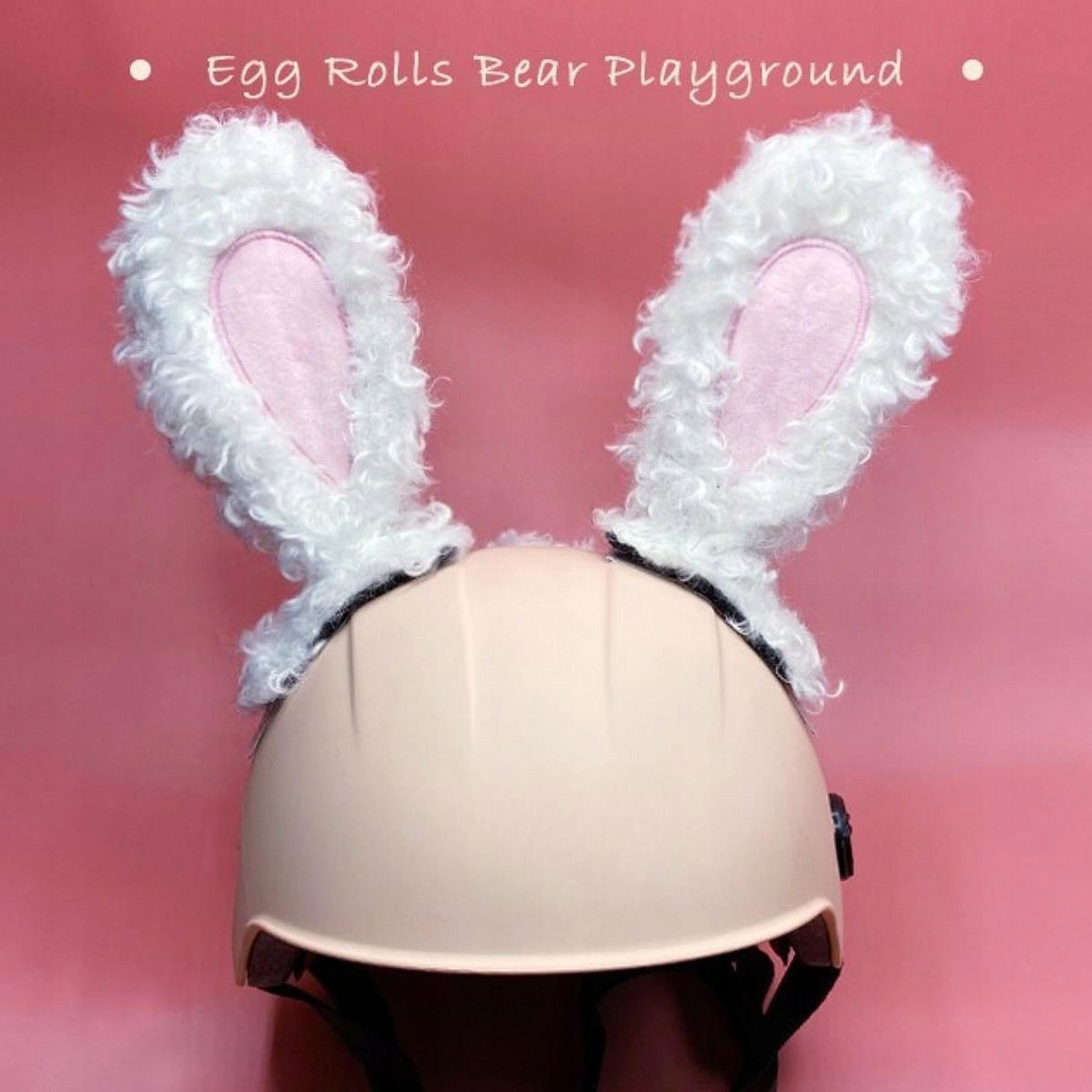 Motorcycle Helmet Rabbit Ears with Tail Helmet Decoration for Cycling White Packaging status original