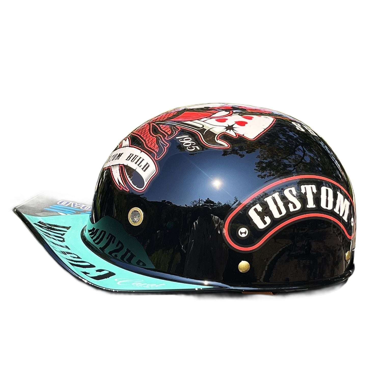 Motorcycle Helmet Semi-Open Black Witch, Size L, ABS