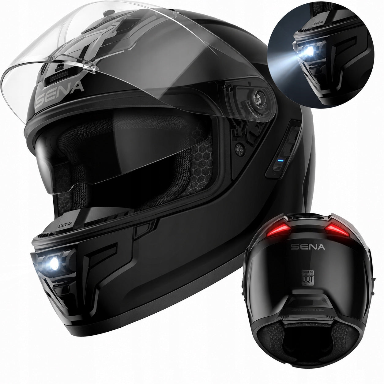 Motorcycle Helmet Sena Phantom ANC Mesh Intercom Noise Cancelling Pinlock S Packaging status original