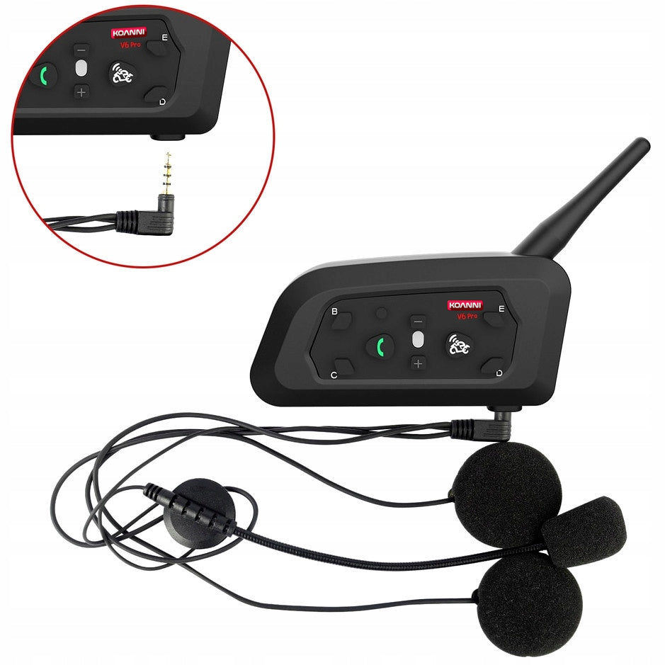 Motorcycle Intercom Koanni V6 Pro USB-C Bluetooth 1200m EUC App Manufacturer's catalog number V6 PRO