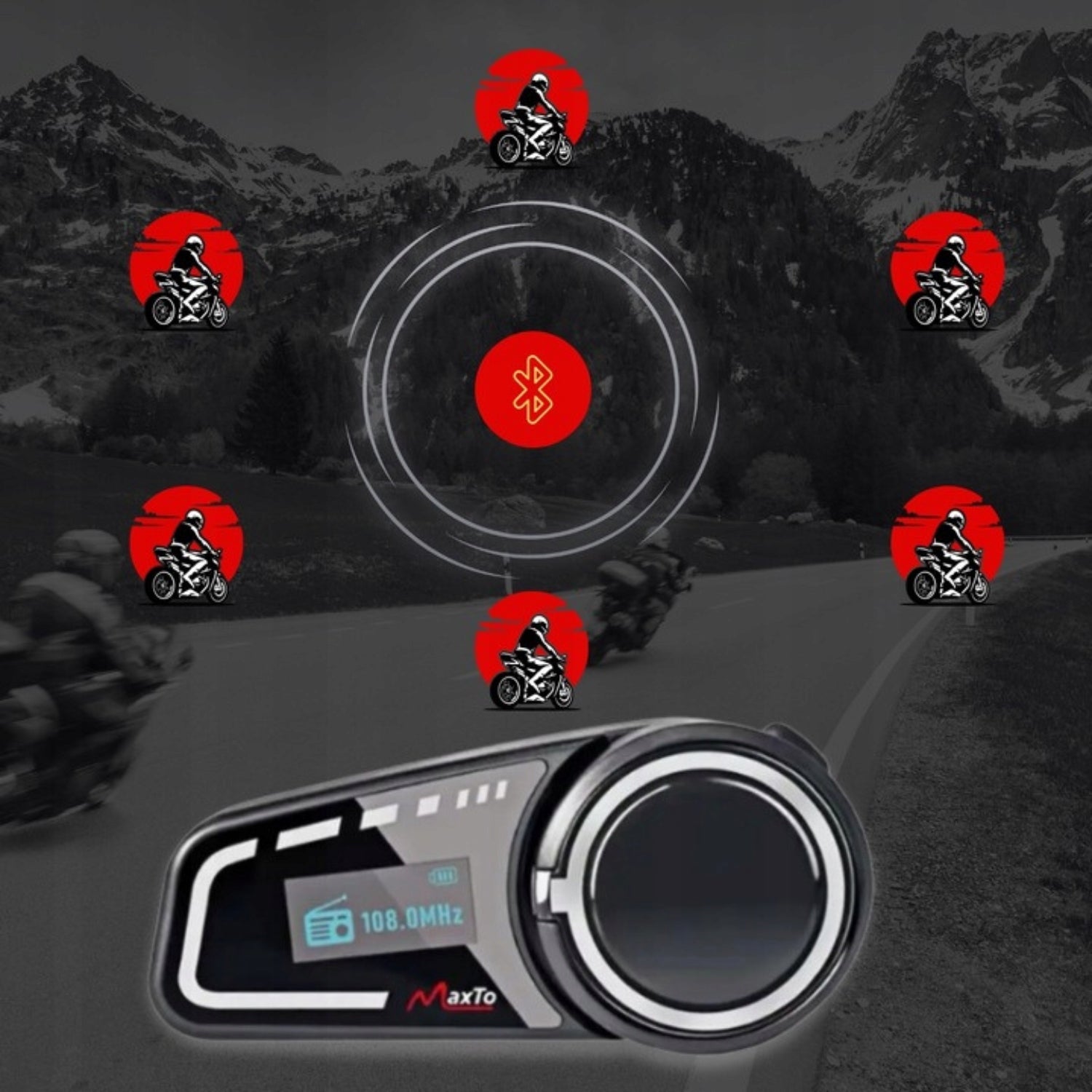 Motorcycle Intercom MaxTo M2C UP TO 6 HELMETS LCD RADIO Polish LEKTOR 1000 M Manufacturer MaxTo