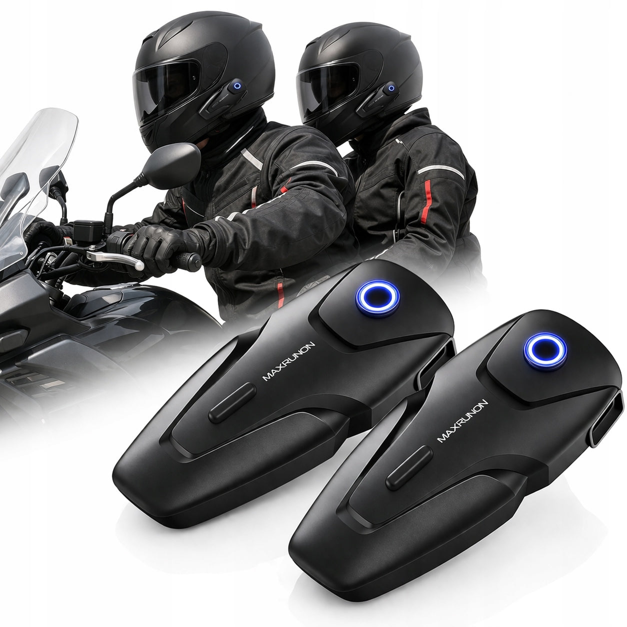Motorcycle Intercom for Bluetooth Helmet 5.3 ANC 100km/h FM 500m SET OF 2PCS