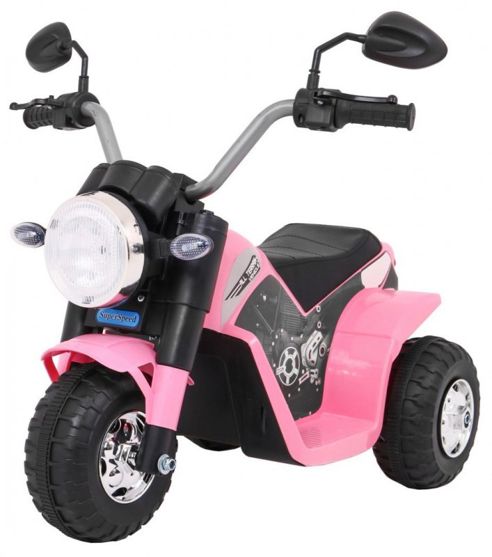 Motorcycle MiniBike Battery Pack for Kids Pink + Sounds + LED Lights +