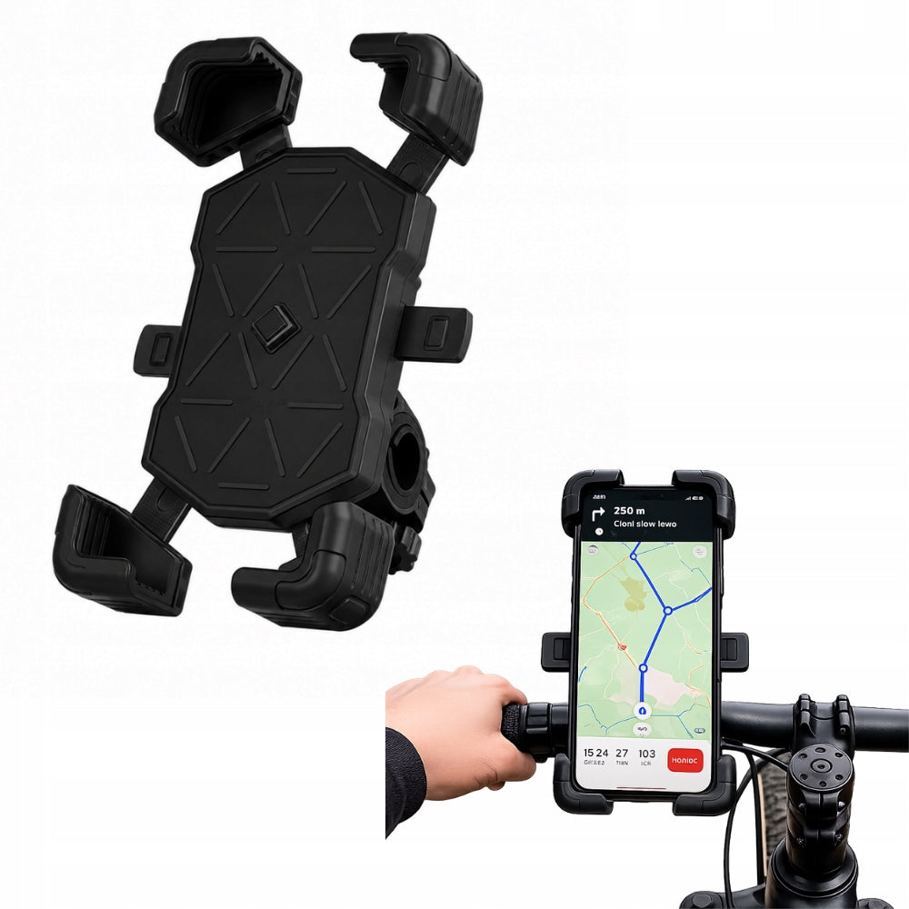Motorcycle Phone Bike Holder Adjustable Steering Wheel Black