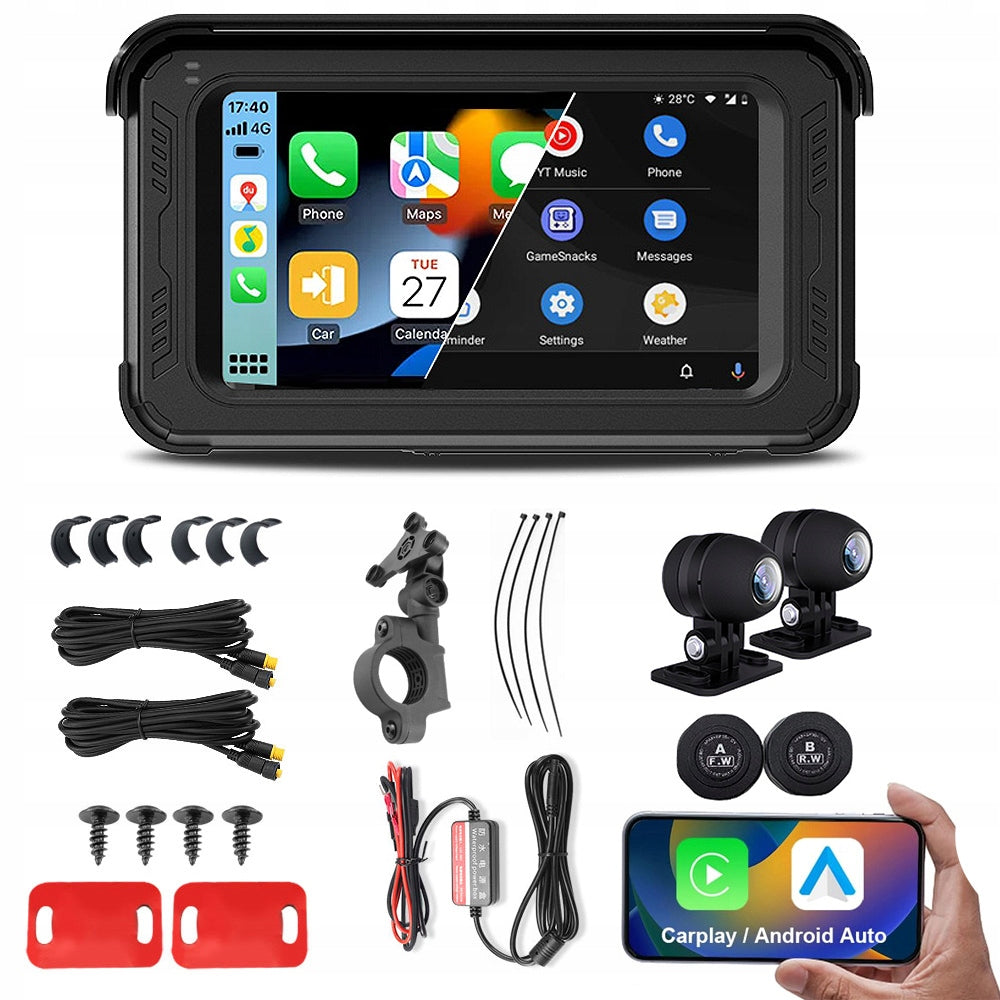 Motorcycle Recorder Dual FHD Camera WIFI GPS TWPS Apple Carply Manufacturer code mt-carply