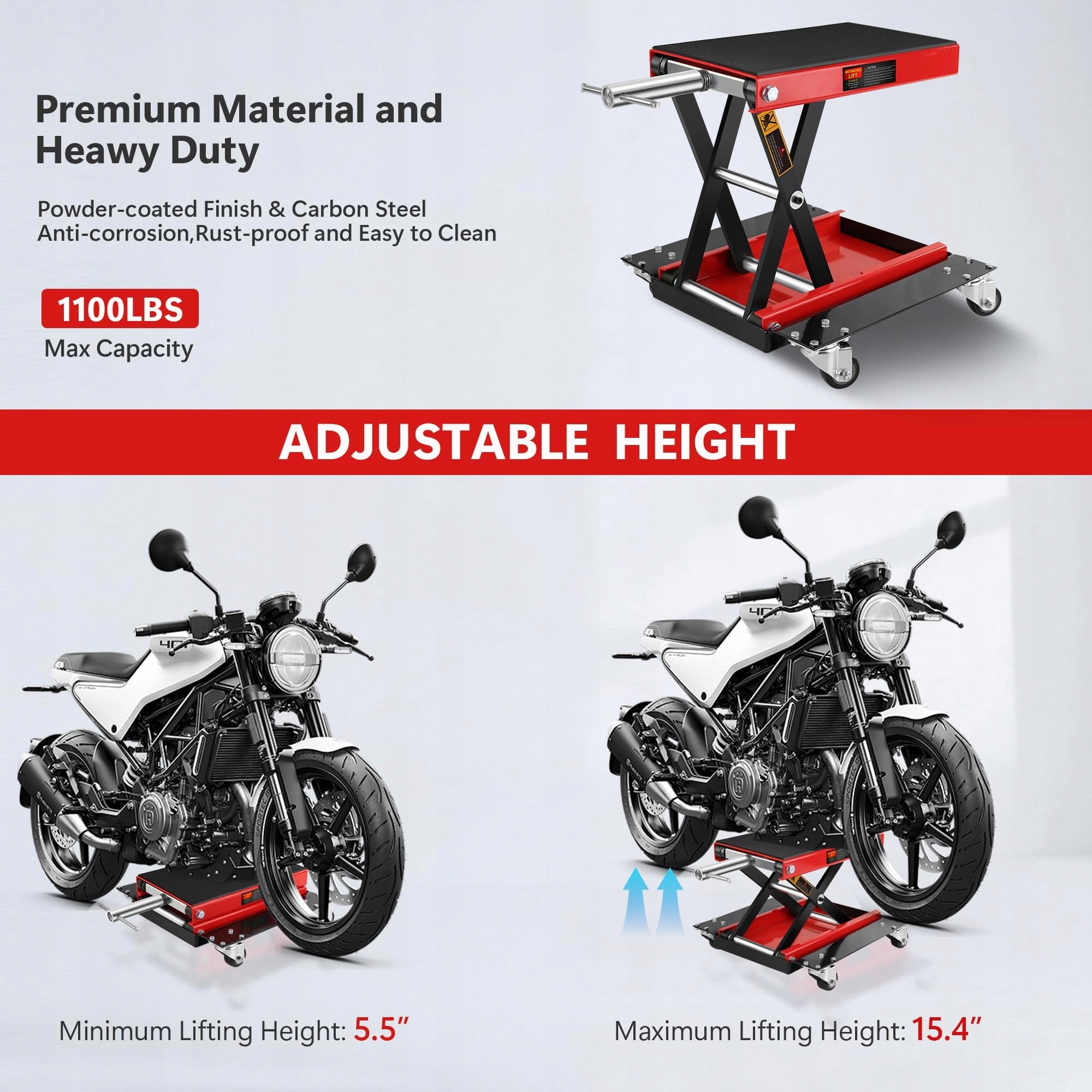 Motorcycle Scissor Lift Jack, Adjustable Height 9.5-47 cm, Capacity 500Kg EAN (GTIN) 6955708177544