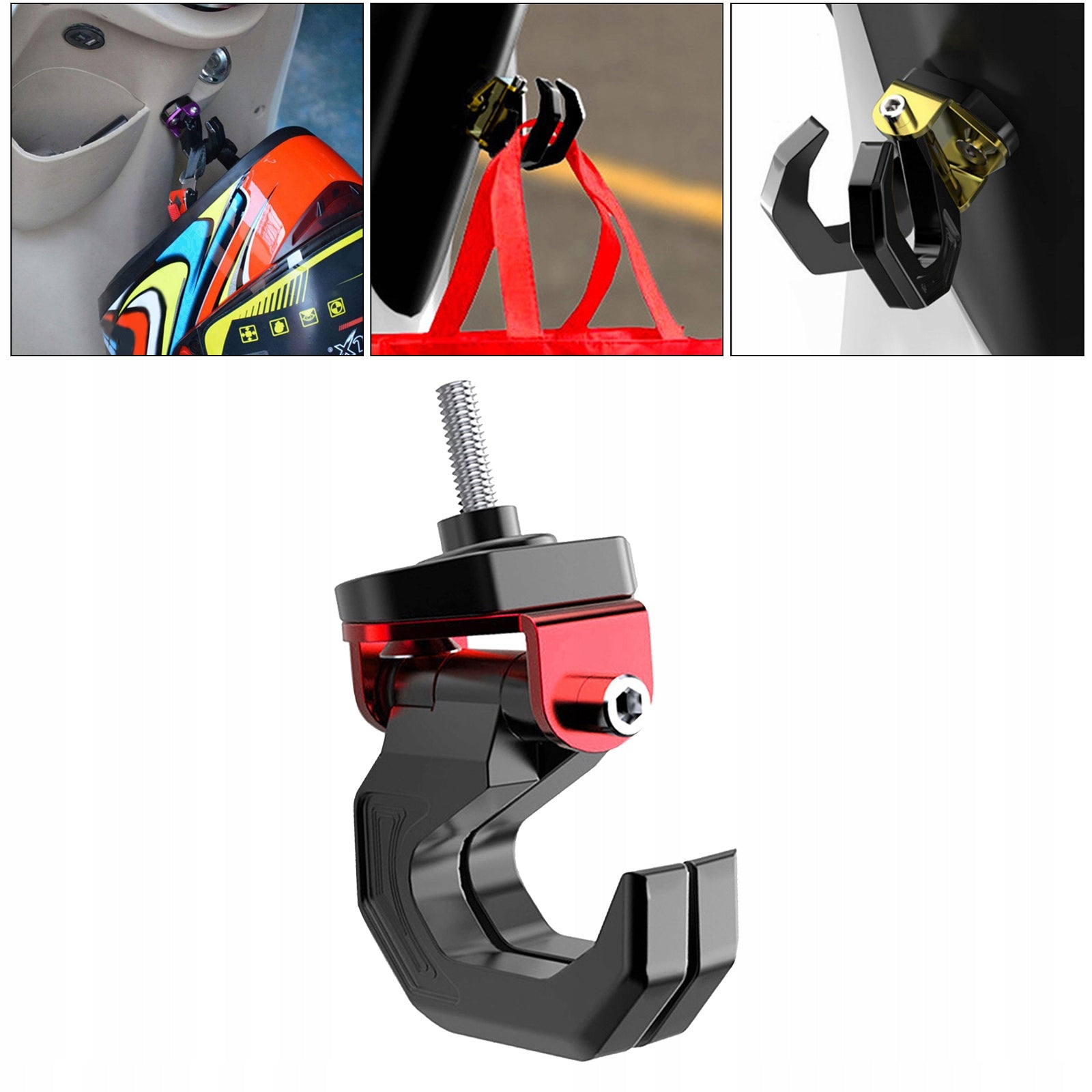 Motorcycle Scooter Helmet Holder Double Hook Mount Bag Hanger With Red Packaging status original