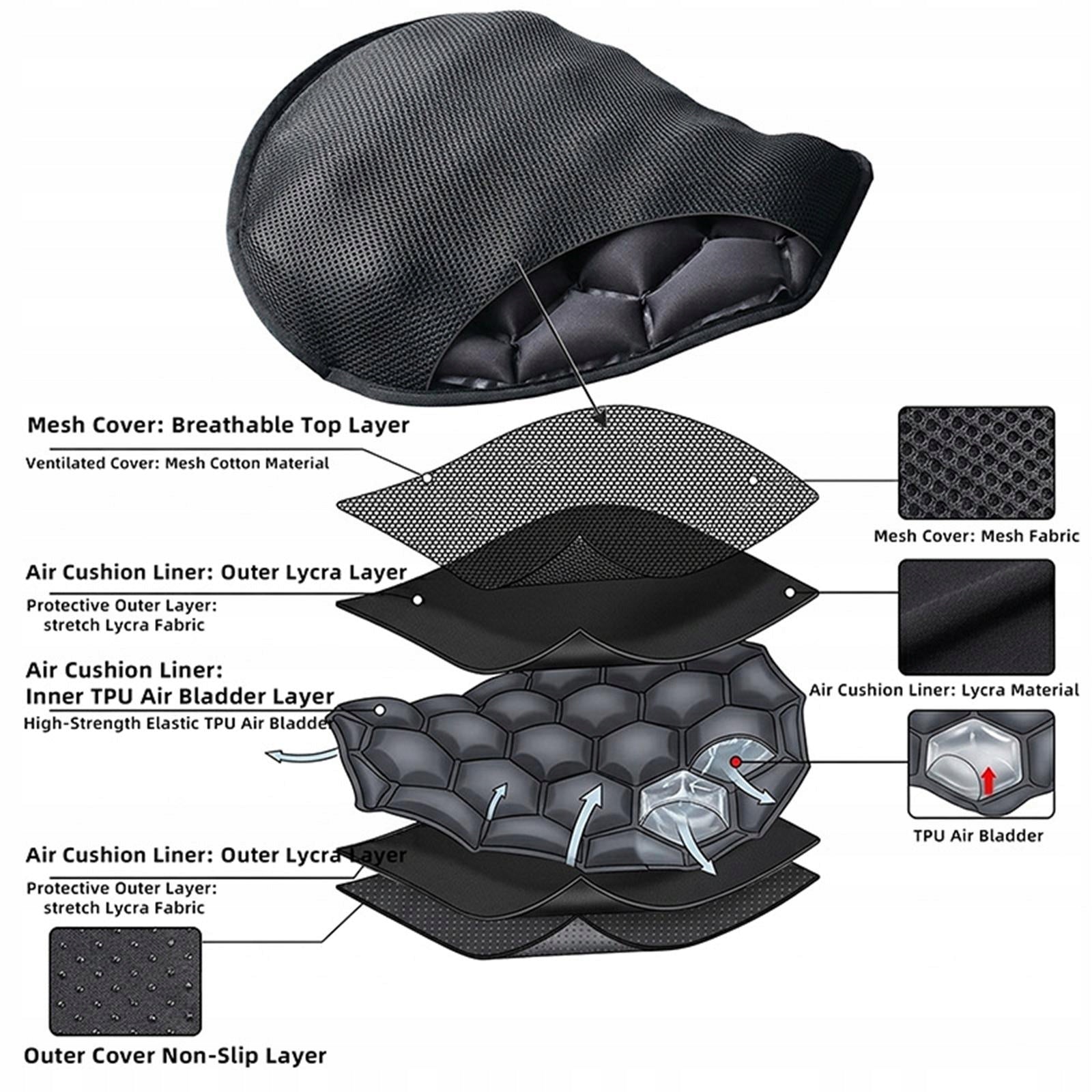 Motorcycle Seat Cushion Air Pad Easy Installation Fittings Soft Replace Manufacturer no brand
