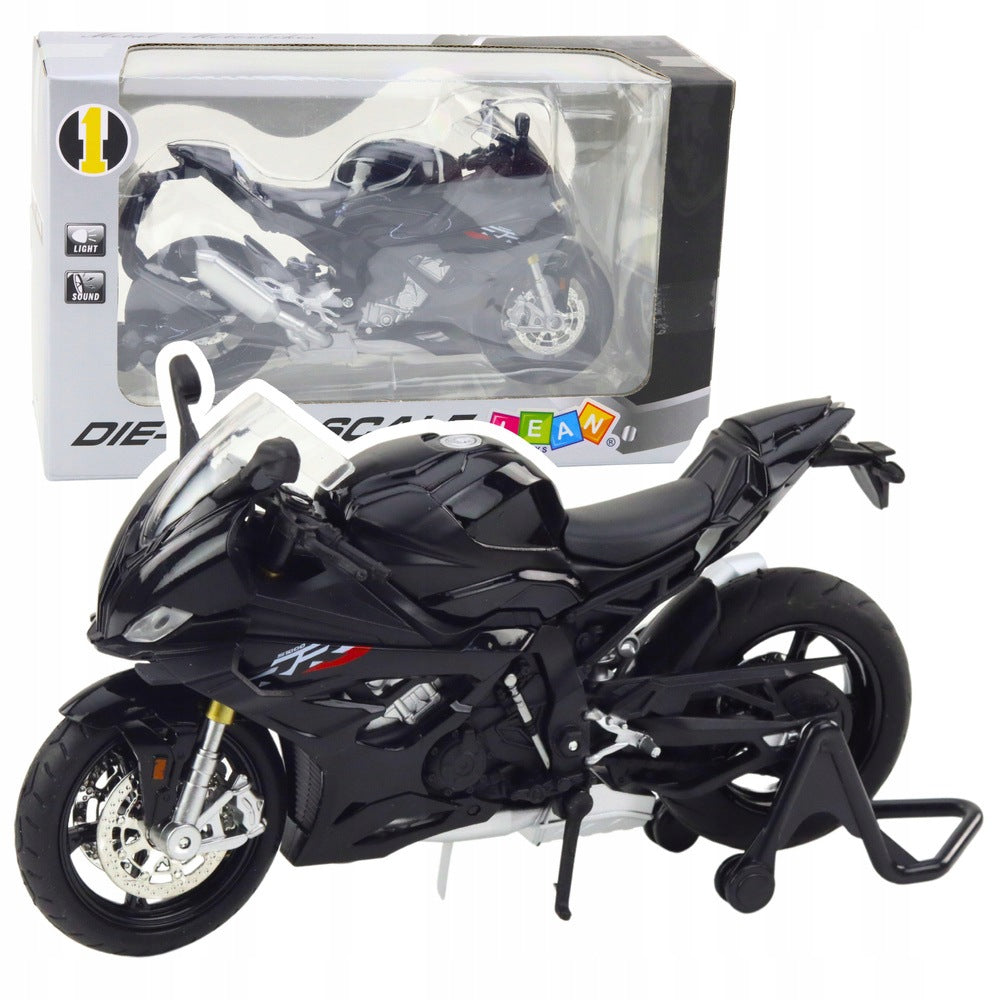 Motorcycle Sports Metal Lights Sounds Black S1000 1:12