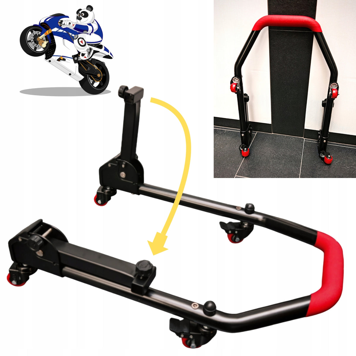 Motorcycle Stand on Wheels Folding Front Riding Mobile Folding