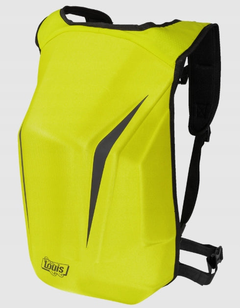 Motorcycle backpack Louis 2.0 yellow fluo barn rigid hump roomy 18l.