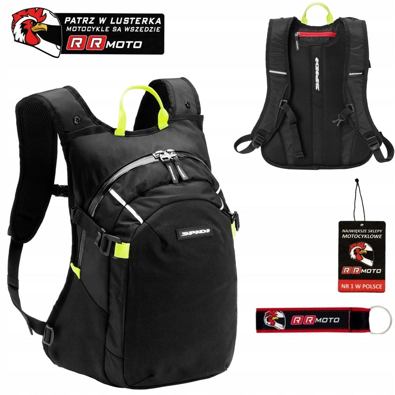 Motorcycle backpack SPIDI TOUR PACK BLACK/SLATE black yellow fluo FREEBIES