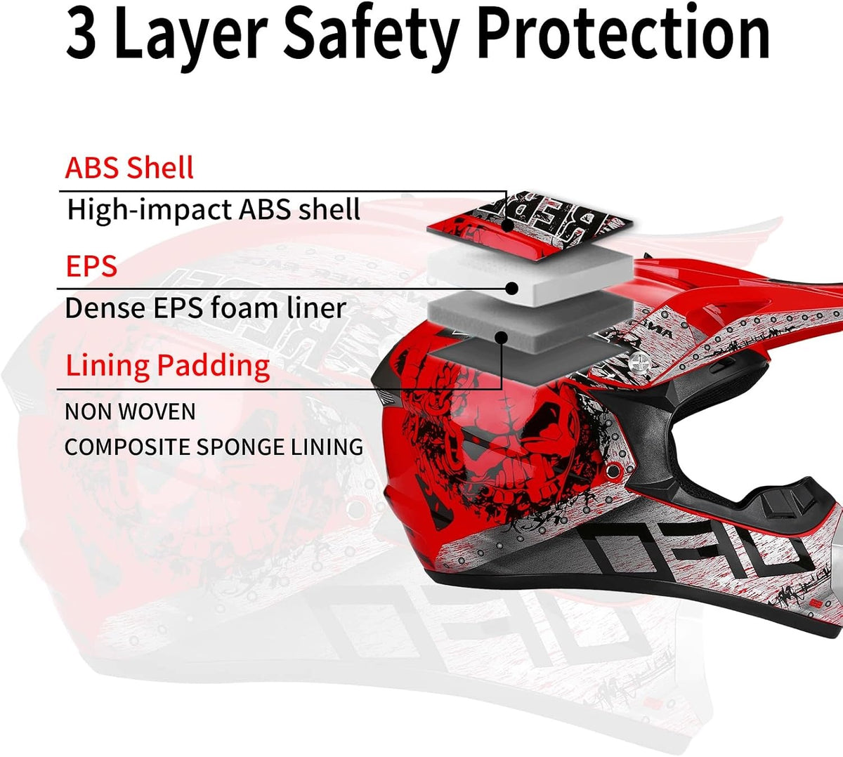 Motorcycle cross helmet for children 5-15 years GOGGLES GLOVES 52-53CM S Size S