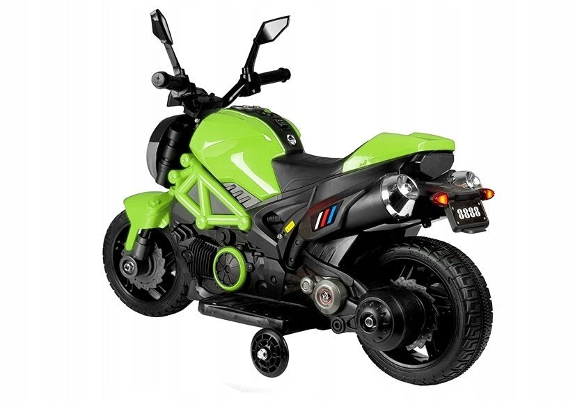 Motorcycle for 6V 35W battery for children up to 25 kg green LED Maximum speed 3 km/h