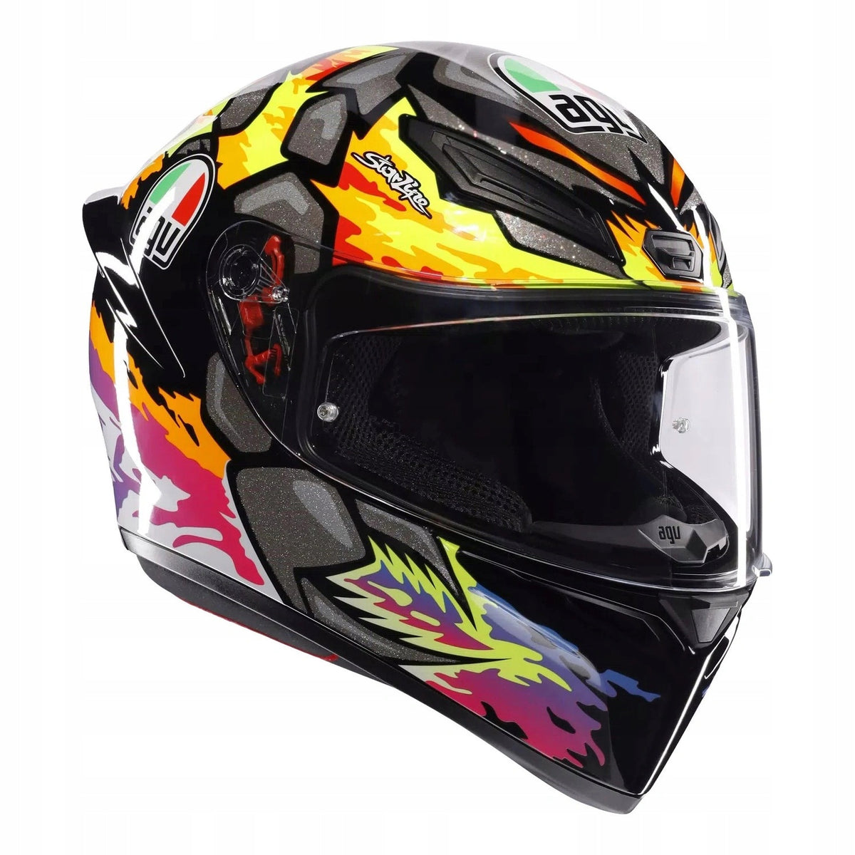 Motorcycle helmet AGV K1 S BEZZECCHI black yellow purple FREEBIES Size XL