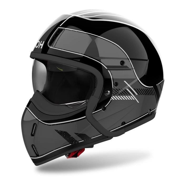 Motorcycle helmet AIROH J110 RASTER DARK GREY GLOSS black grey FREEBIES