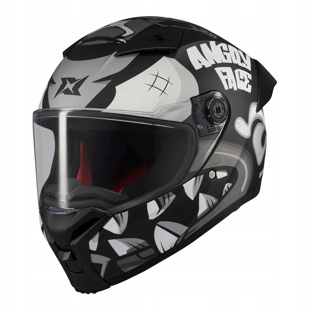 Motorcycle helmet AXXIS FENIX ANGRY FACE B2 MATT black grey FREEBIES Size M