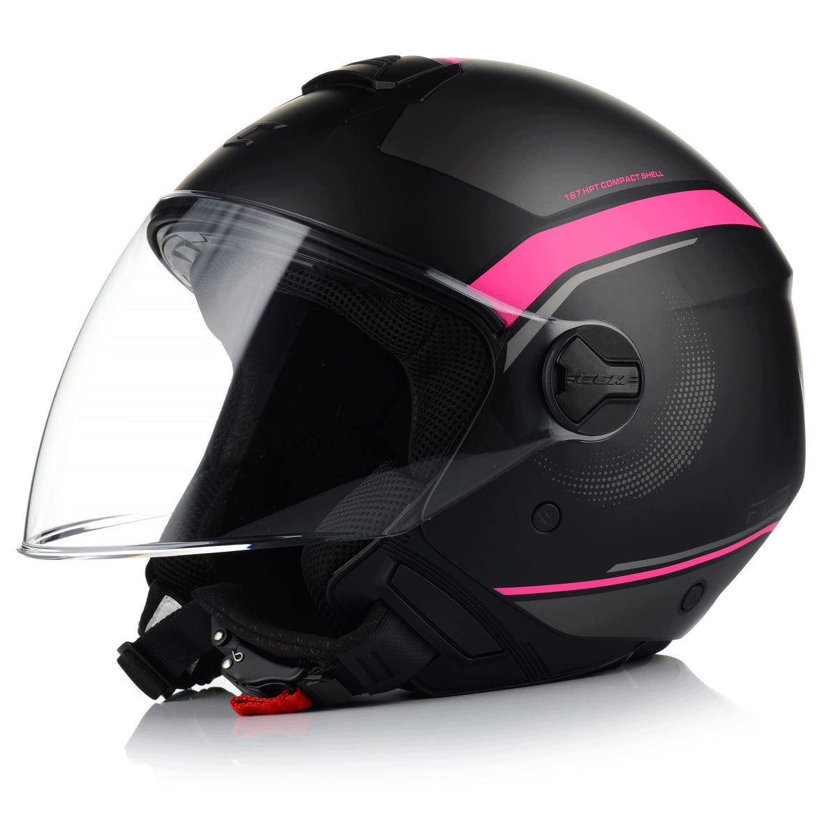 Motorcycle helmet | CGM 167 FLO| open lightweight scooter chopper ECER 22.06 Manufacturer's catalog number 167M Nero Fucsia