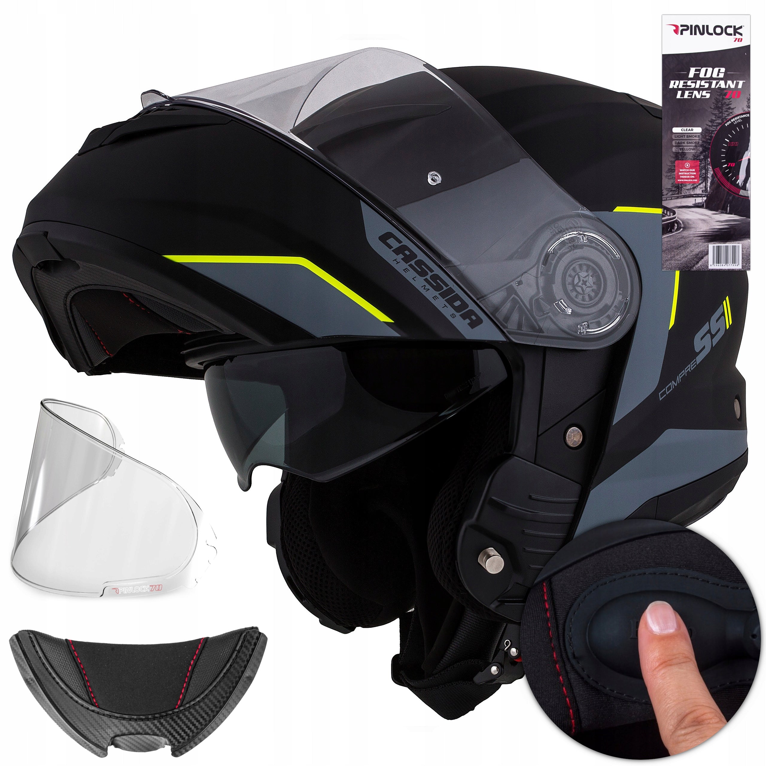 Motorcycle helmet Cassida Compress 2.0 M matt/fluo pumped + pinlock 70 ECE