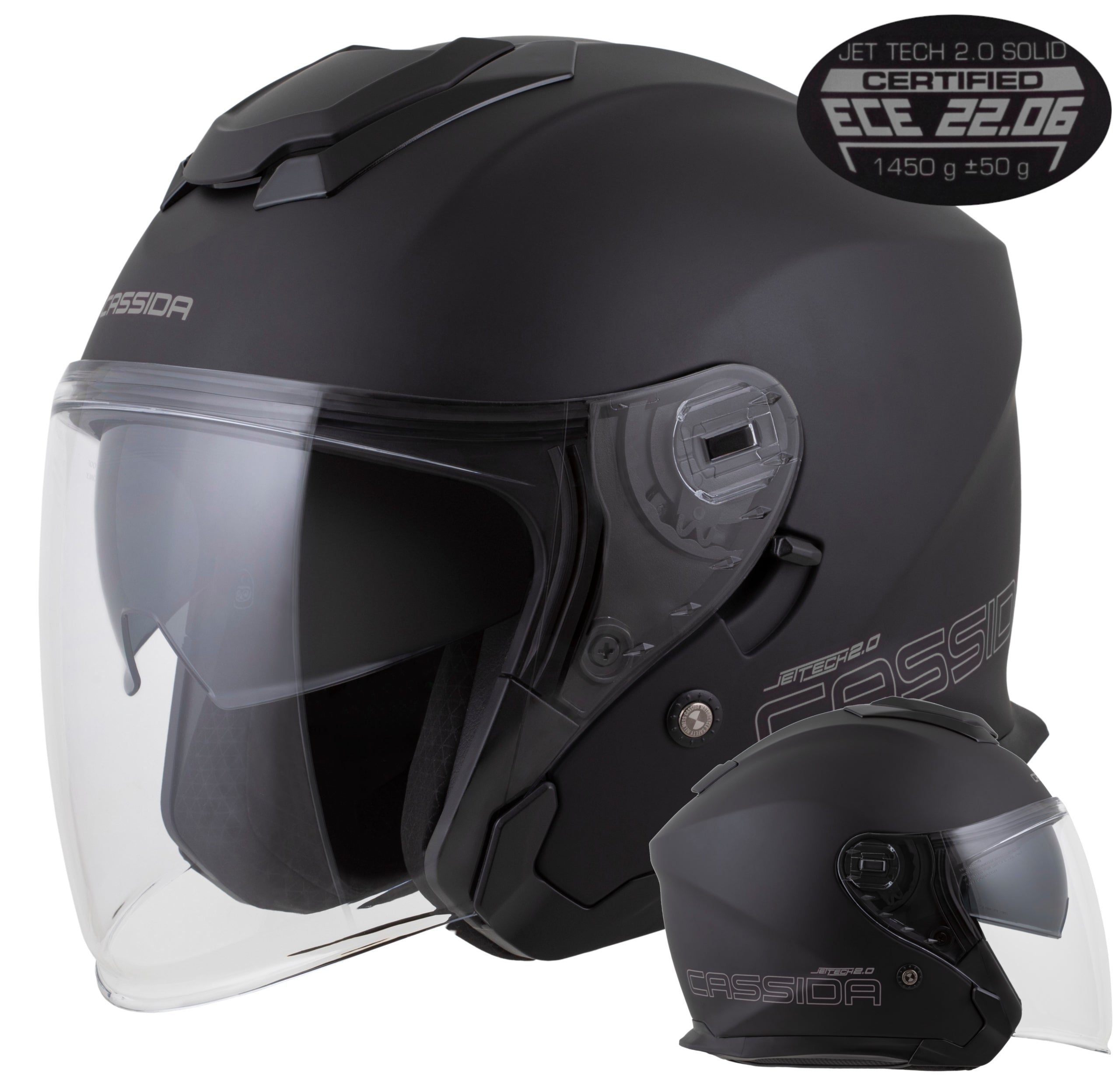 Motorcycle helmet Cassida JetTech 2.0 XS with antifog glass space for intercom