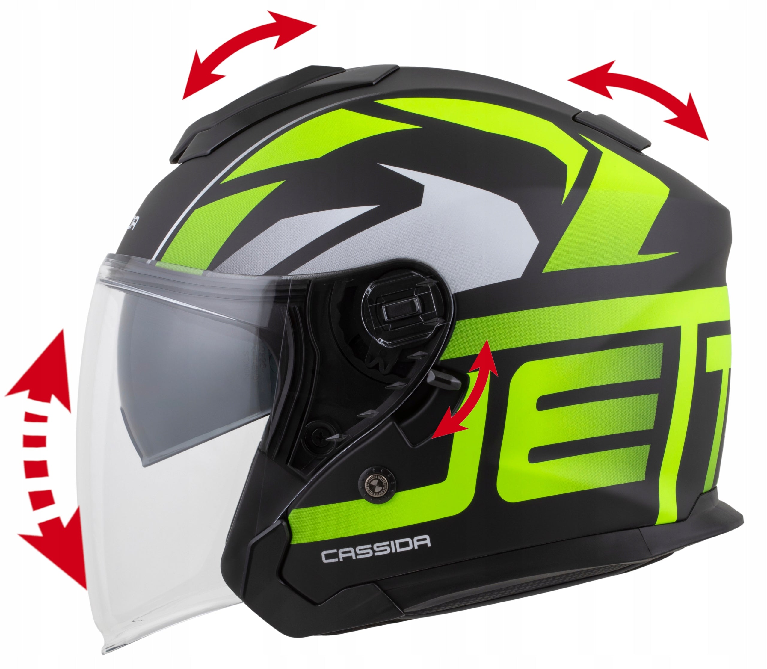 Motorcycle helmet Cassida JetTech RoTo 2XL antifog glass space for intercom Manufacturer's catalog number M140-2585-2XL