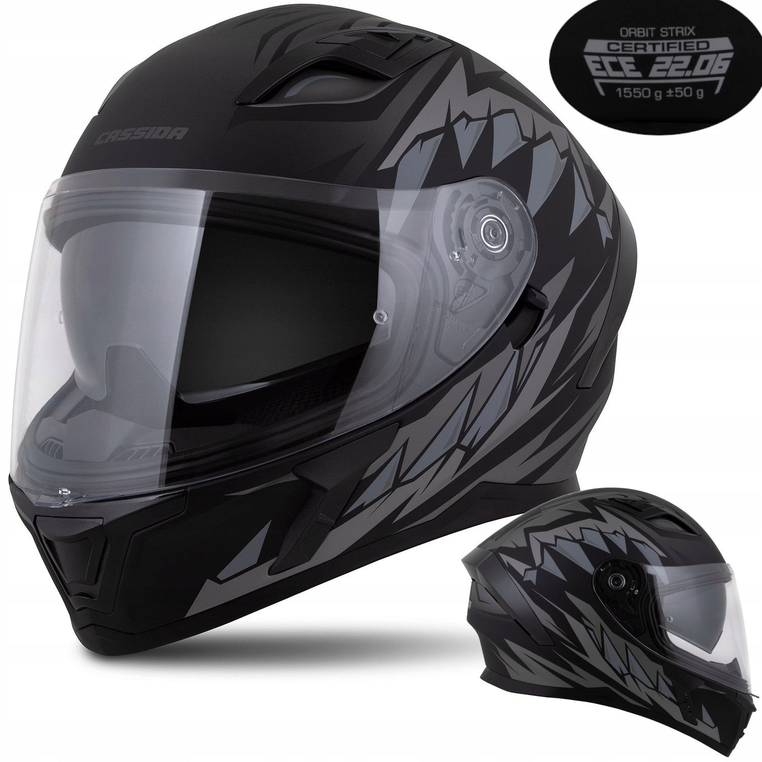 Motorcycle helmet Cassida Orbit with intercom blend and Pinlock ECE 22.06 XS