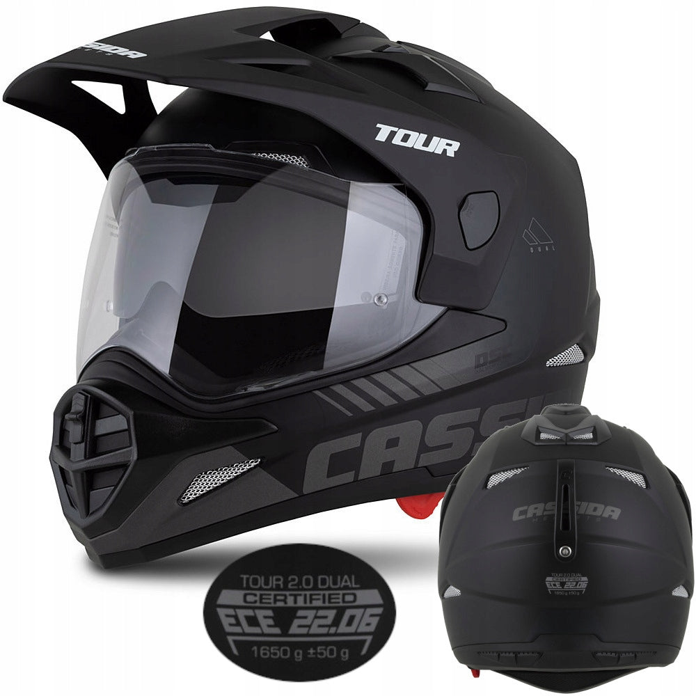Motorcycle helmet Cassida Tour 2XTRA blend under Pinlock intercom ECE-2206 XS