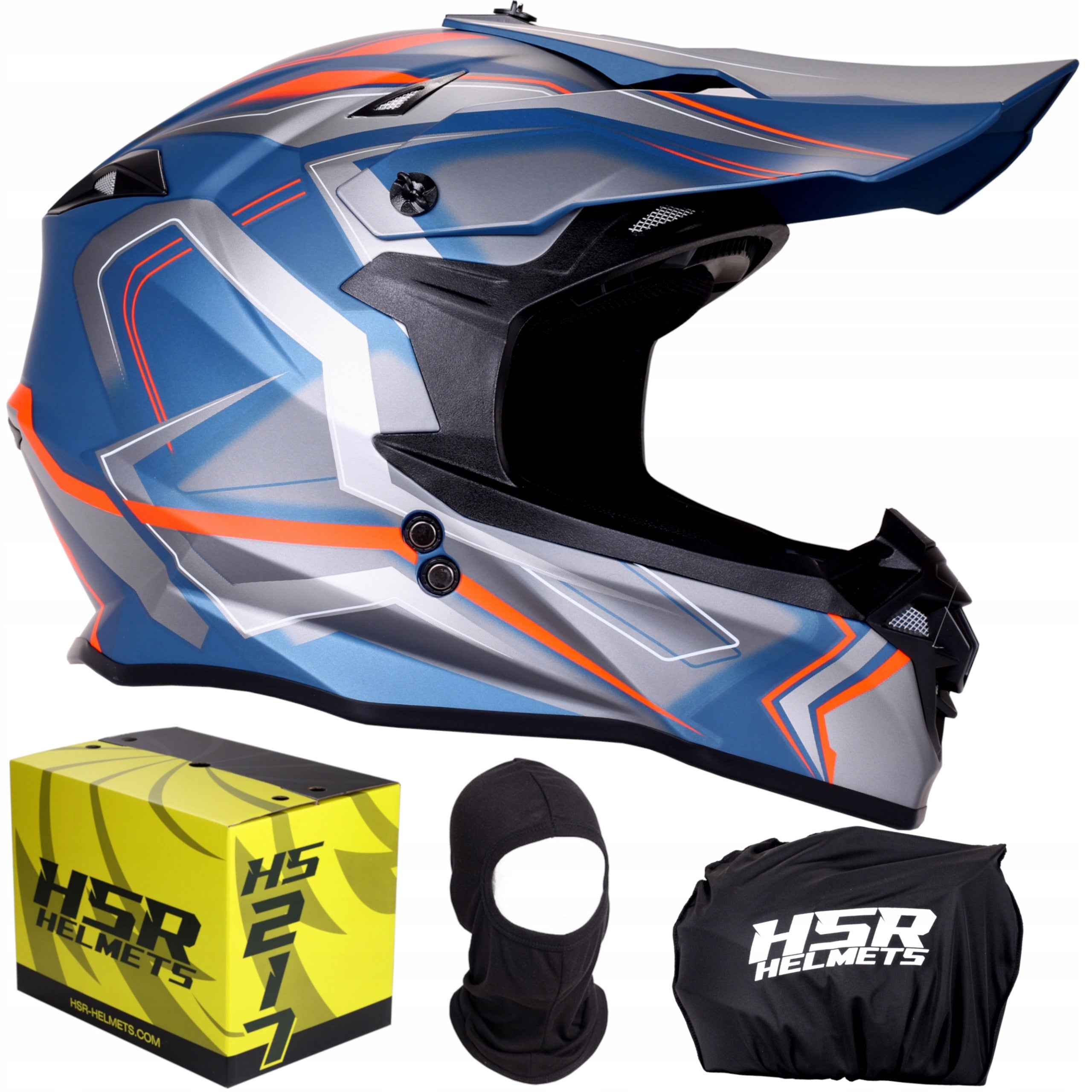 Motorcycle helmet ECE 22.06 | cross enduro quad | orange grey HSR HS217 S