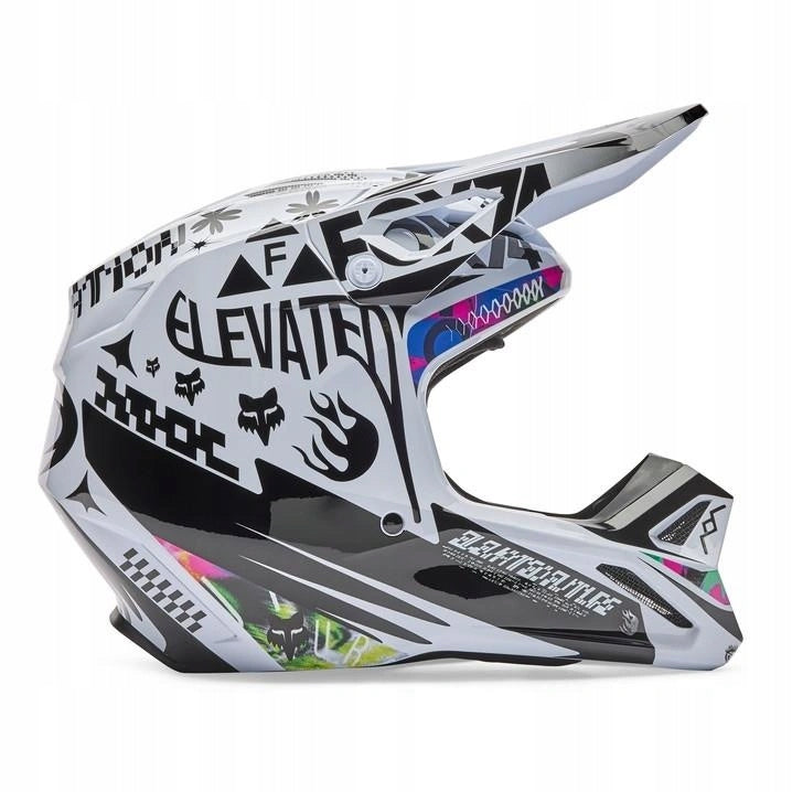 Motorcycle helmet FOX V1 IMAGE COSMO WHITE/BLACK white black FREEBIES