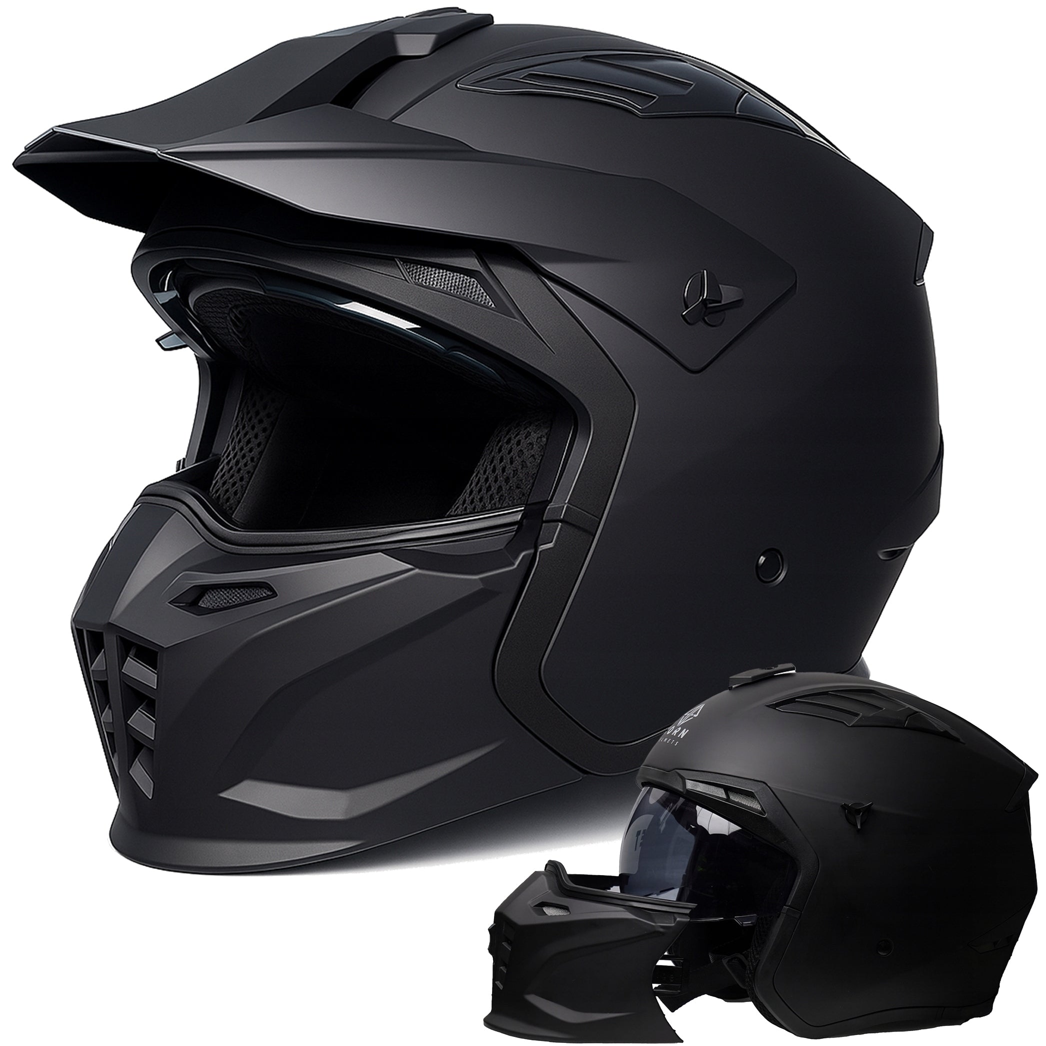Motorcycle helmet HORN MultiX XS 53 – 54 blend detachable jaw under intercom