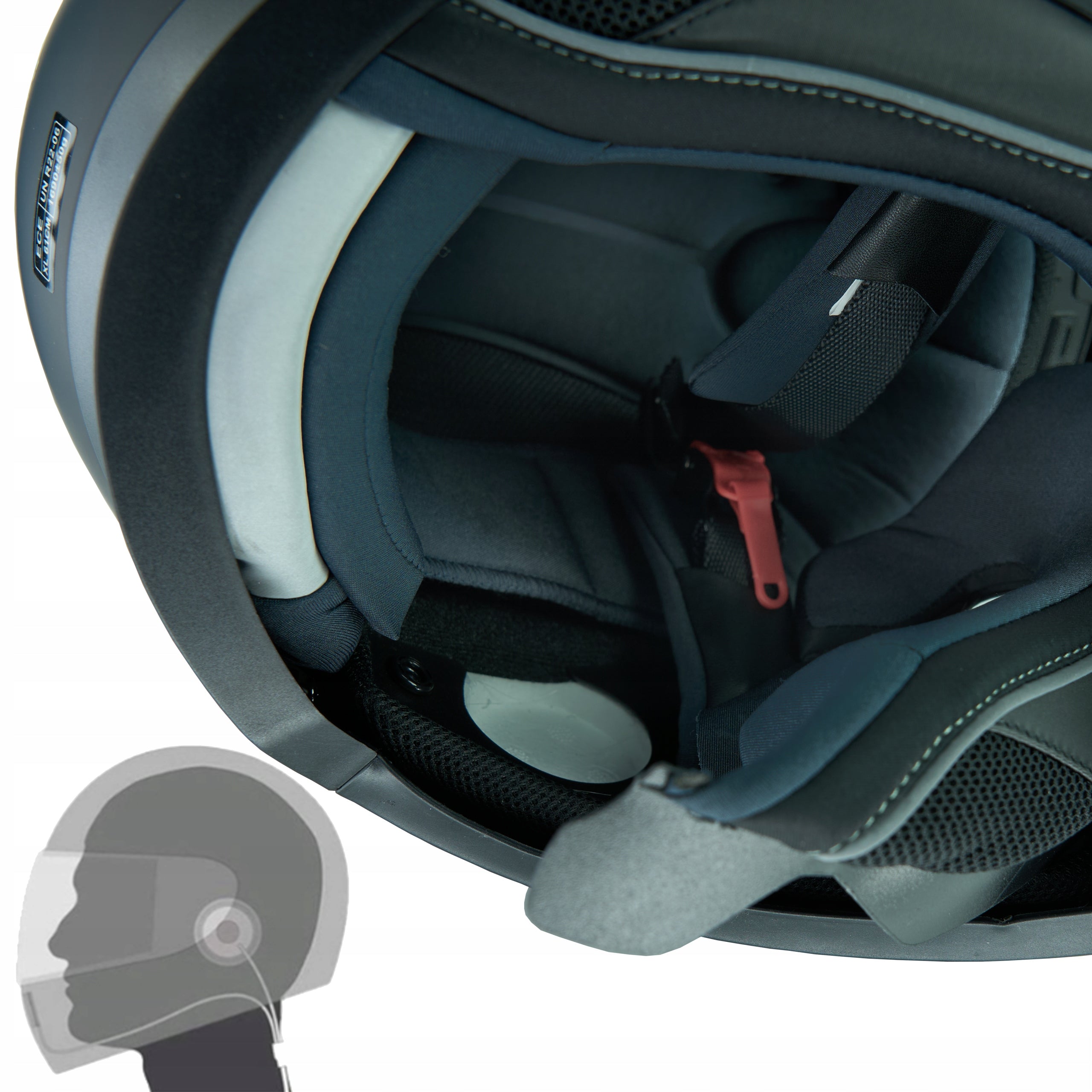 Motorcycle helmet Horn 838 Rainbow + Colourless glass ECE22-06 under intercom L Manufacturer Horn